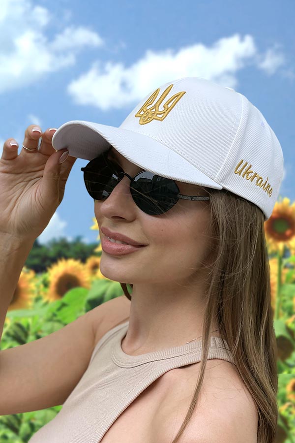 Бейсболка унисекс Braxton Тризуб 56383 56-60 Бело-золотой (56393)