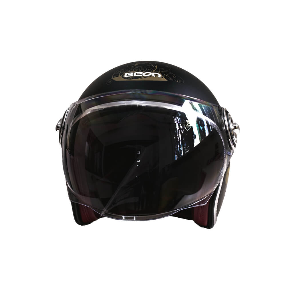 Мотошлем открытый Beon B-108A ABS Love XL Shiny Black-Gold (298678)