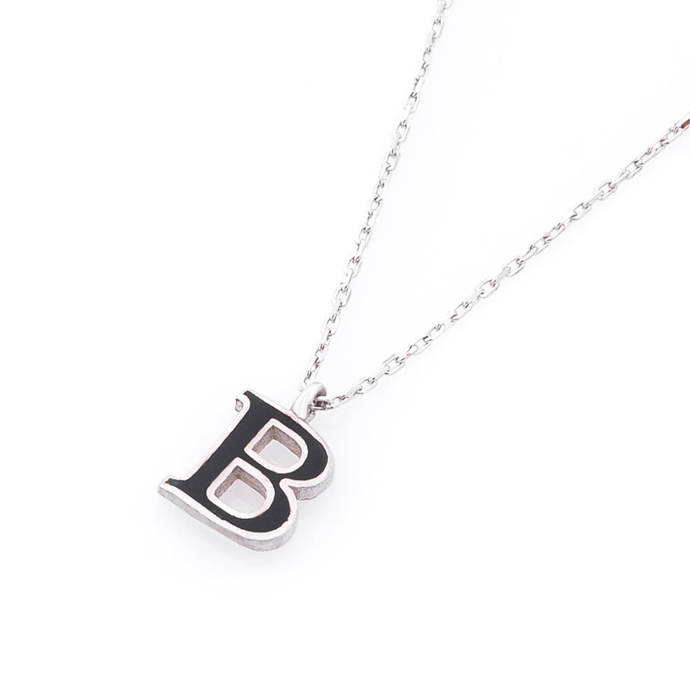 Серебряное колье с буквой В 18617бч Оникс 40