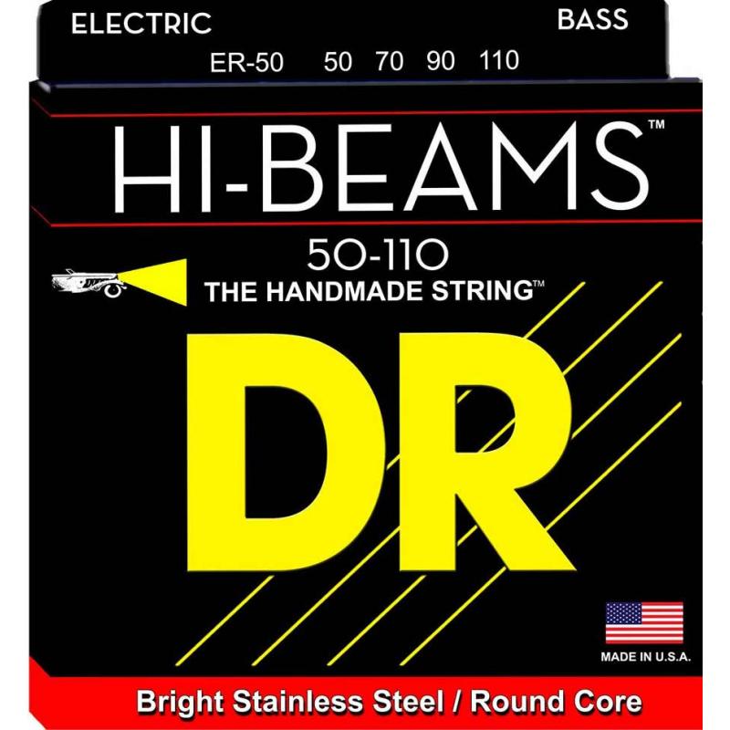 Струны для бас-гитары DR ER-50 Hi-Beam Stainless Steel 4 String Heavy Bass Strings 50/110