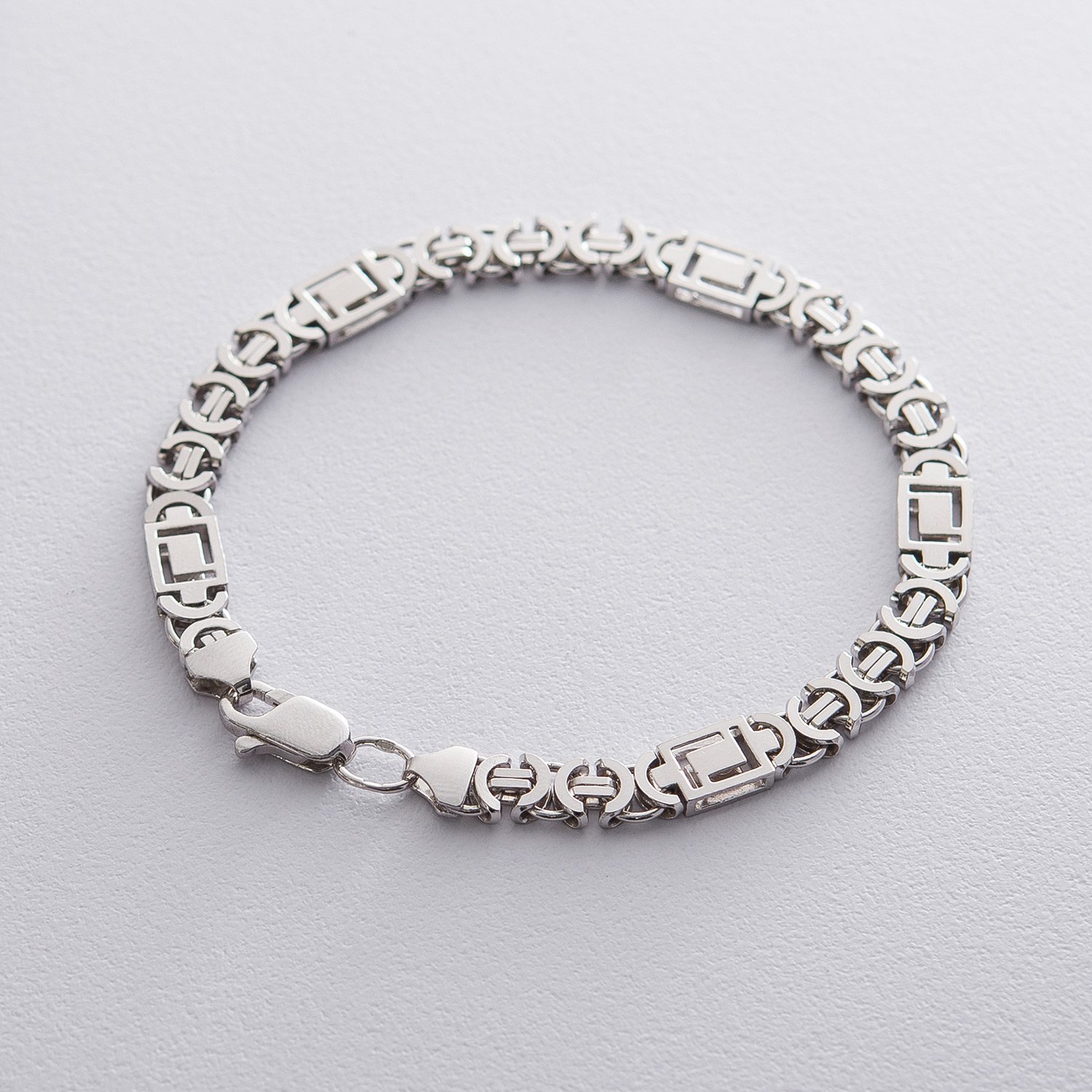 Мужской серебряный браслет (Евро Версаче 1.0 см) ро217012 Оникс 19