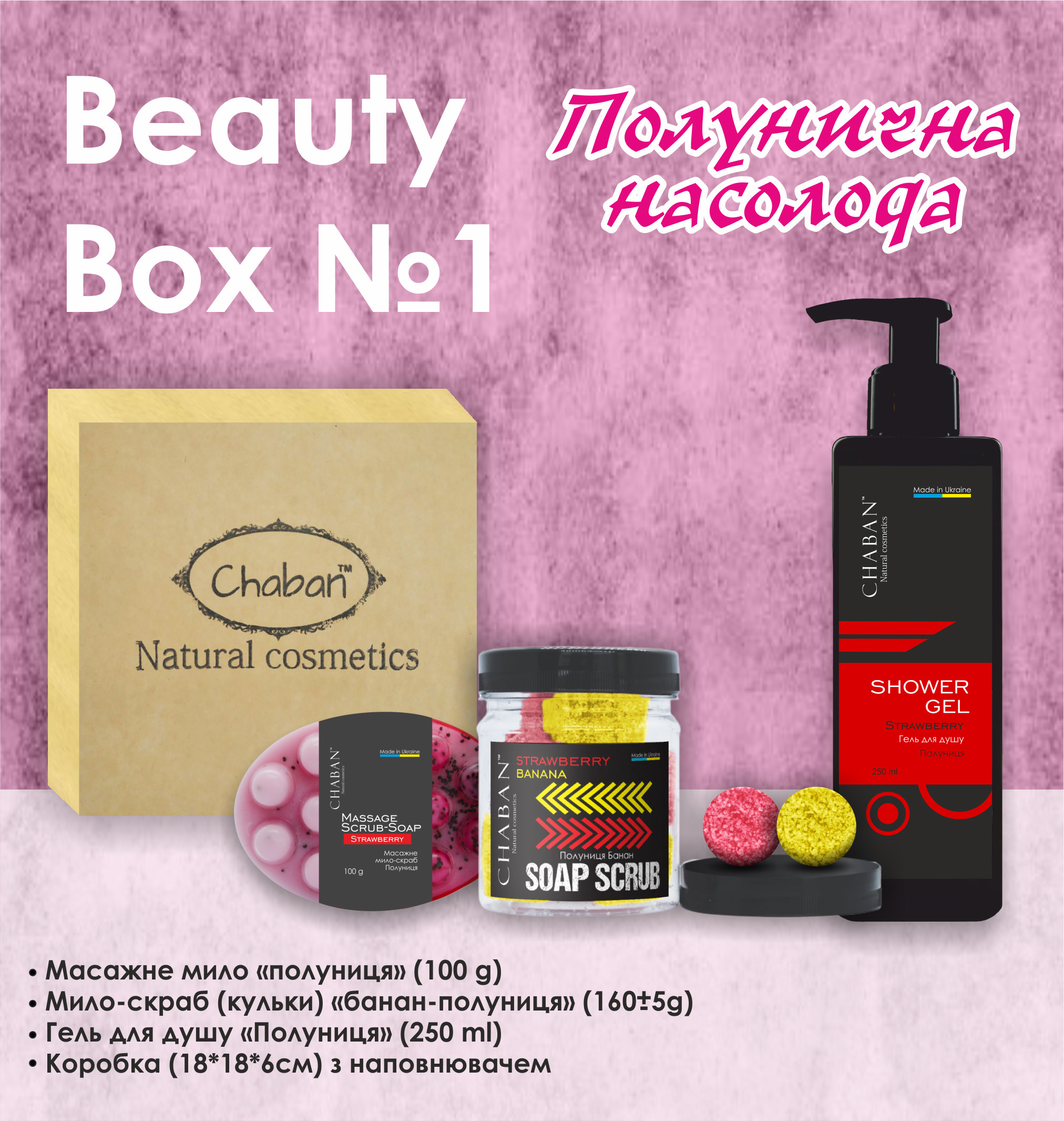 Подарунковий набір Beauty Box ТМ Chaban №1 Полунична насолода