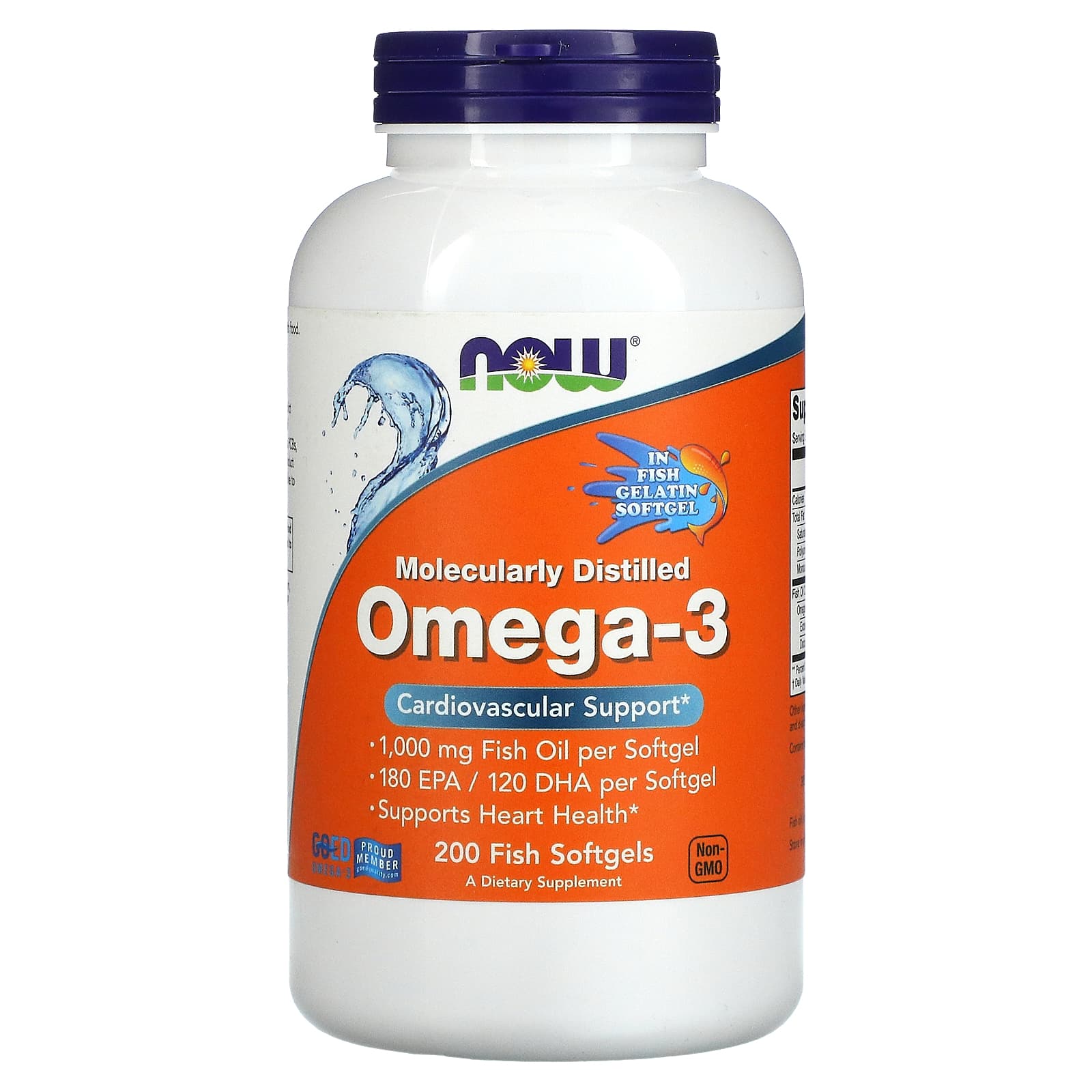 Омега-3 Now Foods 180 ЭПК/ 120 ДГК 200 рыбных гелевых капсул