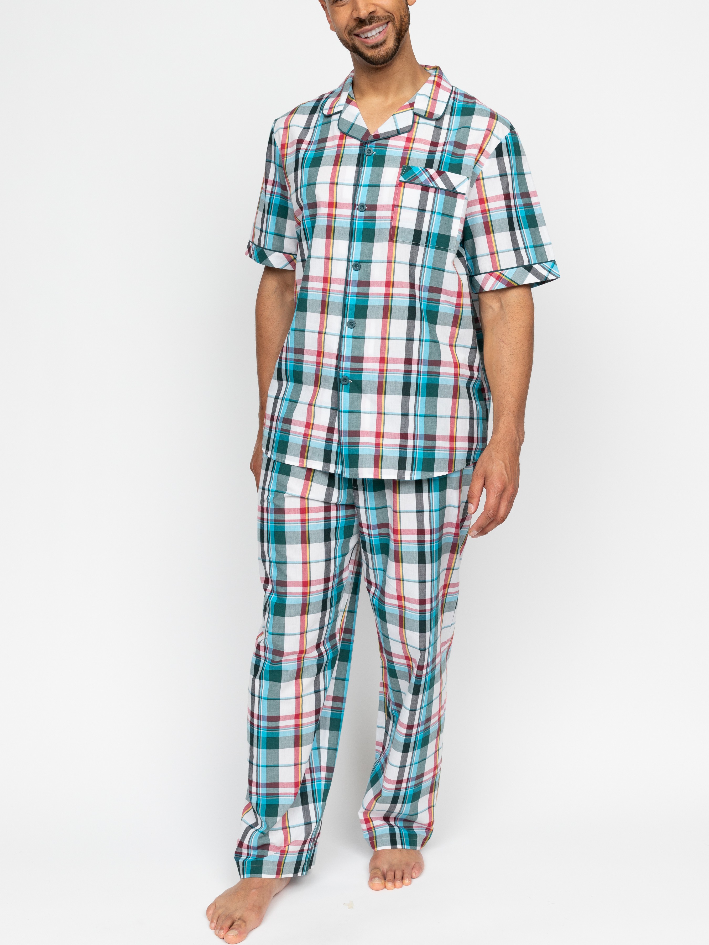 Пижама мужская Cyberjammies Theo 3100-3101 S Зелено-белый (5051877573482)