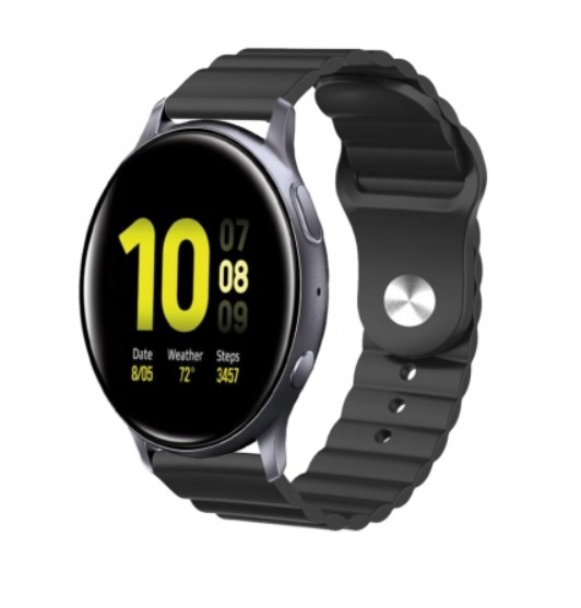 Ремінець BeWatch для Samsung Galaxy Watch 42 | 3 41 мм | Active | Active 2 силіконовий 20мм Wave Чорний (1010701)