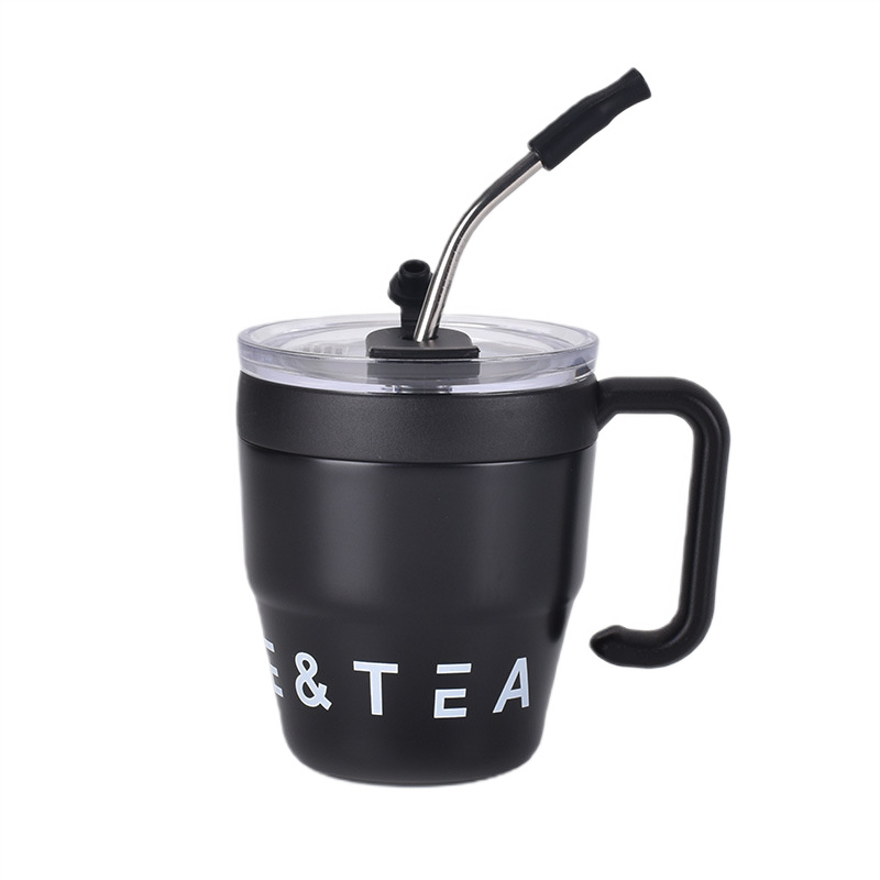 Термочашка з трубочкою та подвійним відкриванням YIWU Coffee  Tea 480 мл Чорний (HP-14-23B)