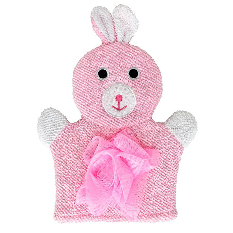 Мочалка-перчатка для купания малышей Mega Zayka MGZ-0911 (Pink) Зайка