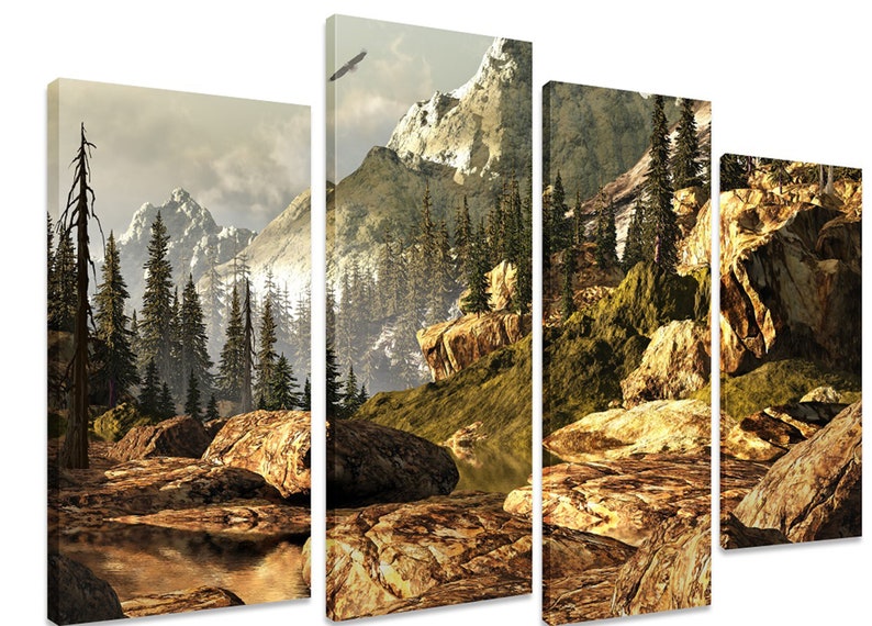 Модульна картина на полотні із чотирьох частин KIL Art Природа Гірський масив 129x90 см (M4_L_489)