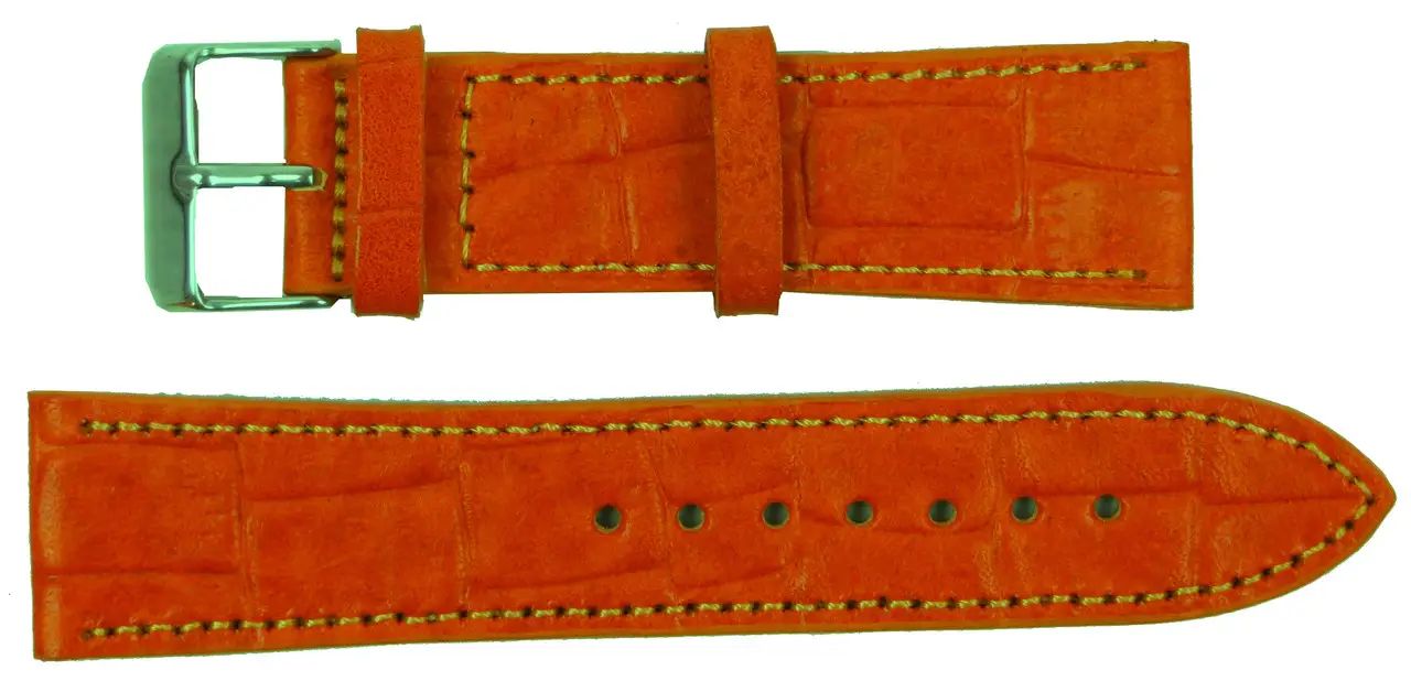 Ремешок для часов из кожи Mykhail Ikhtyar 22 мм Оранжевый (S418-22S orange)