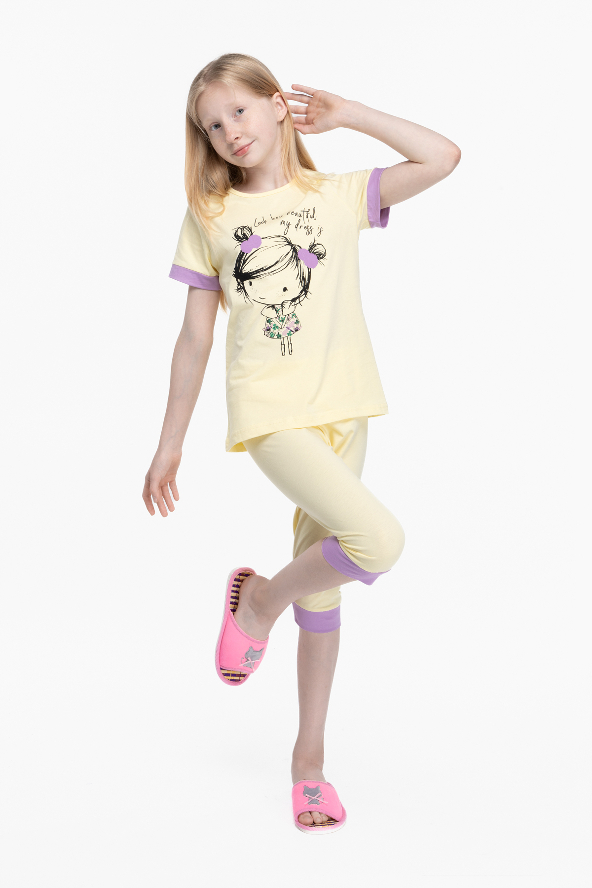 Пижама для девочки Misenza 06807 4-5 Желтый (2000989729631)