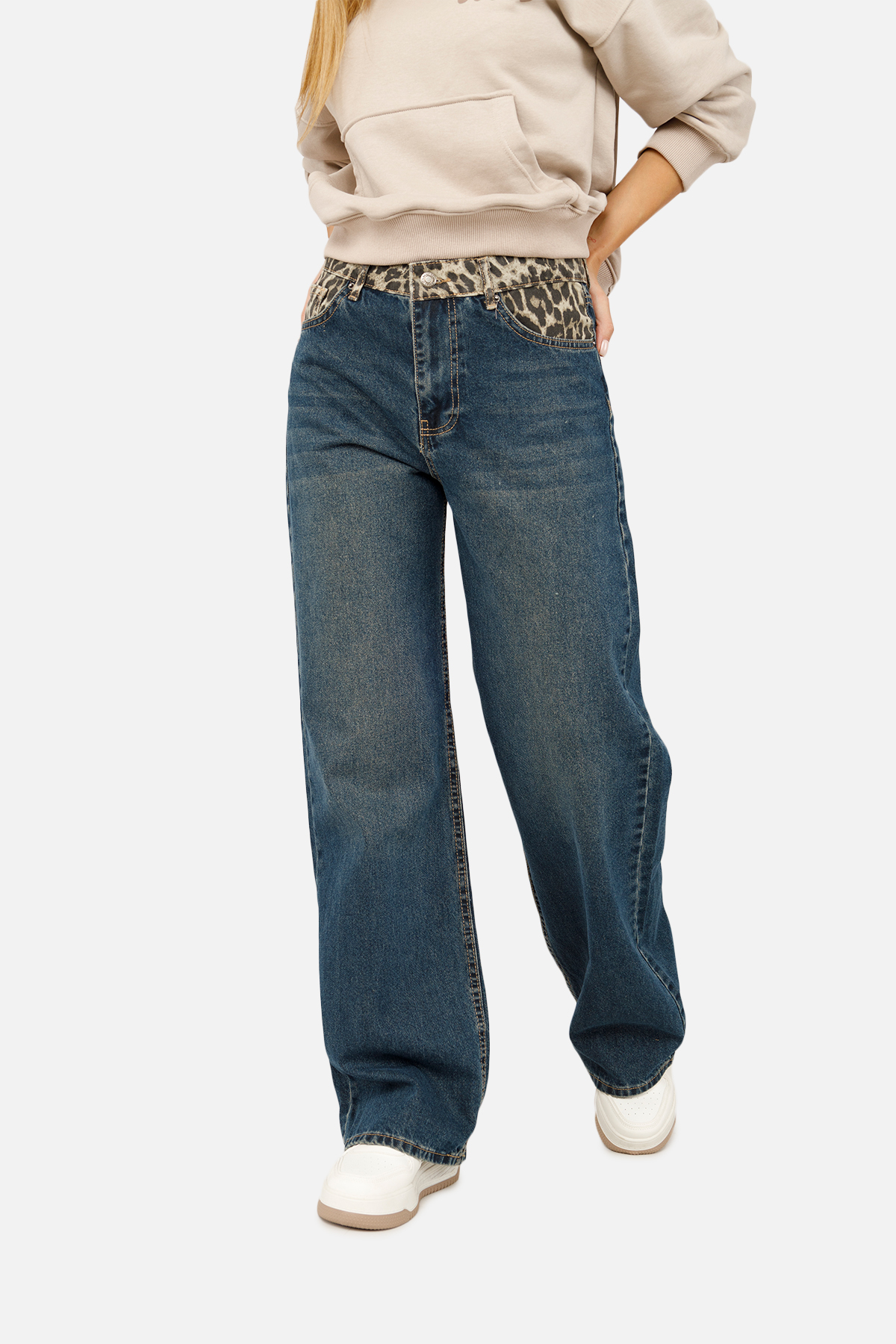 Женские Джинсы IT'S BASIC wide leg 40 Синий ЦБ-00261154