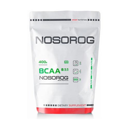 Аминокислота BCAA для спорта Nosorog Nutrition BCAA 8:1:1 400 g /80 servings/ Unflavored