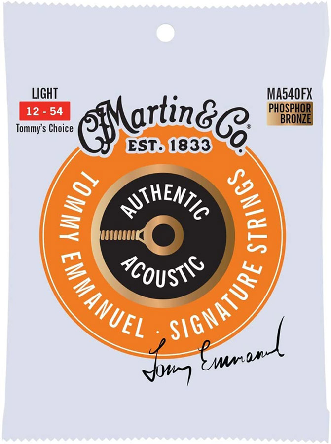 Струны для акустической гитары 6 шт Martin MA540FX Flexible Core Phosphor Bronze Light Authentic Acoustic Guitar Strings 12/54