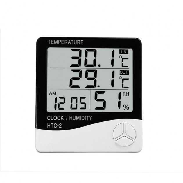 Домашняя цифровая метеостанция с выносным датчиком на температуру часы, будильник HTC-2 гигрометр и термометр