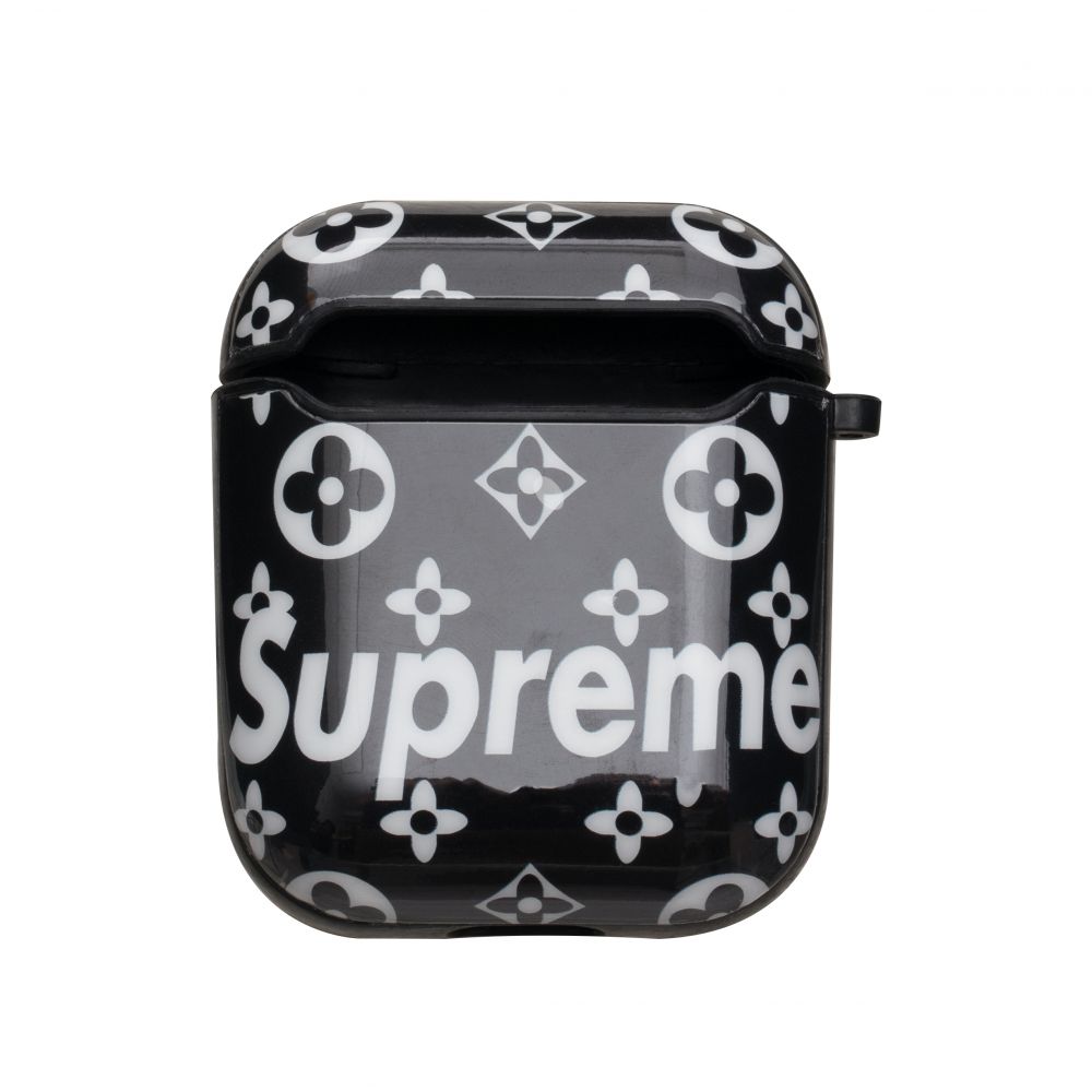 Футляр для навушників Airpods Glossy Brand Supreme black