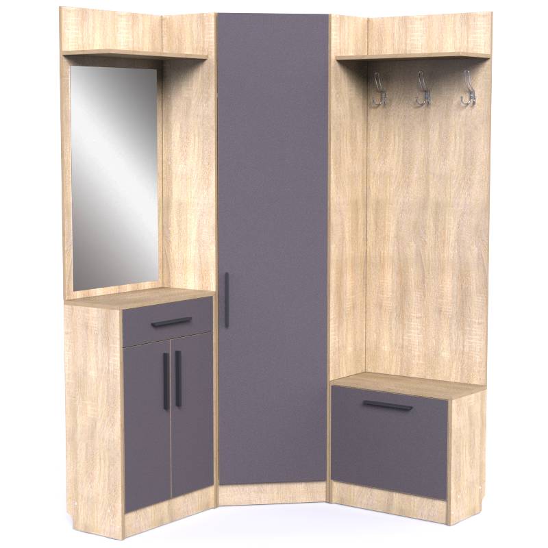 Прихожа Тиса Мебель Прихожа-33 Сонома Графіт 210x125x125 см