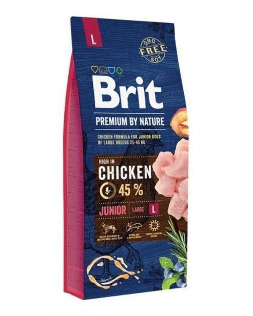 Сухий корм для цуценят та молодих собак великих порід Brit Premium Junior L 15 кг