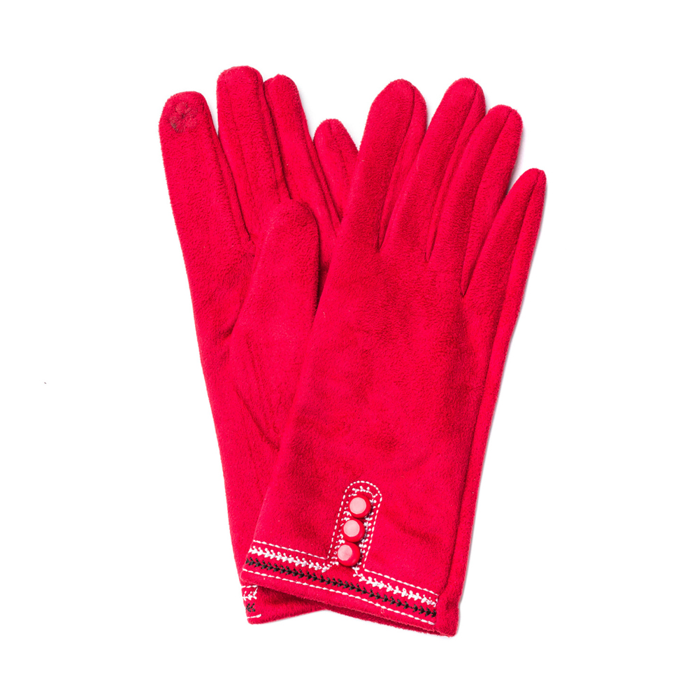 Перчатки LuckyLOOK женские экозамш Smart Touch 688-590 One size Красный