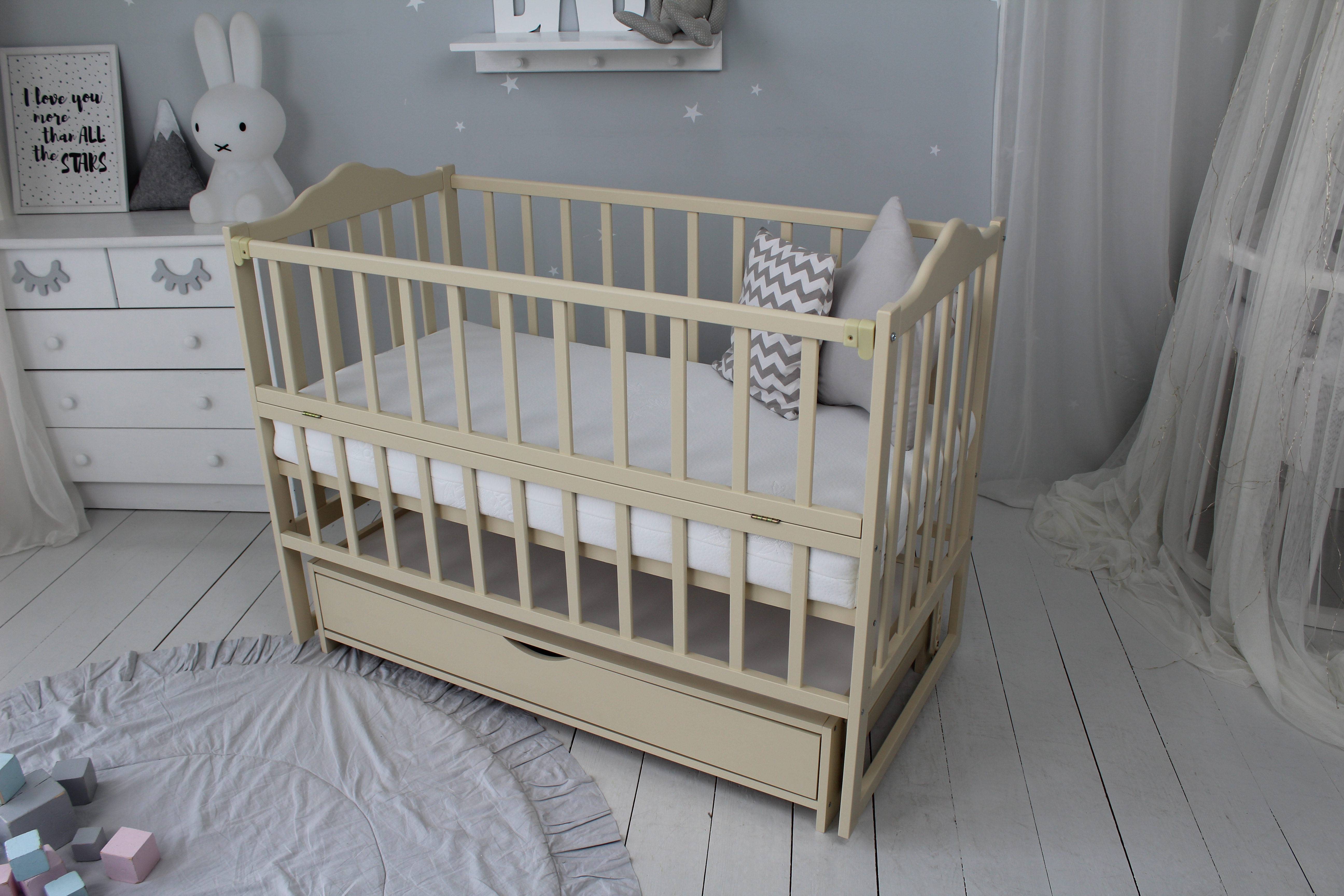 Кровать детская Baby Comfort ЛД3 Слоновая кость с ящиком