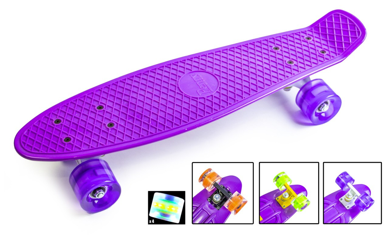 Классический пенниборд (Penny Board) с подсветкой колес Фиолетовый