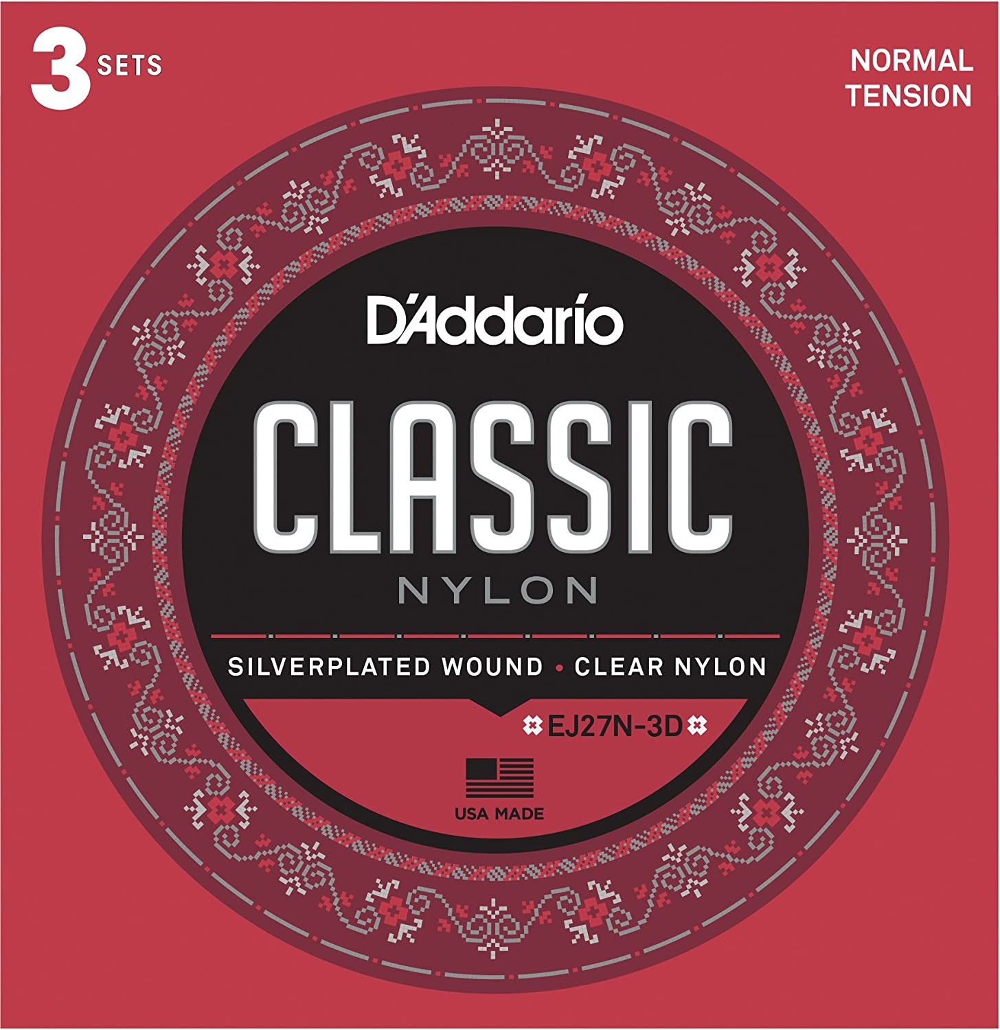 Струны для классической гитары D'Addario EJ27N-3N Student Nylon Classical Strings Normal Tension