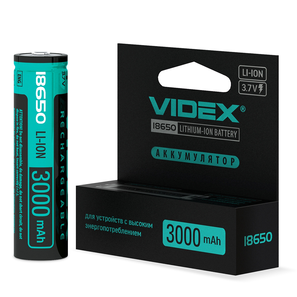 Аккумулятор с защитой Videx 18650-P Li-Ion 3000 mAh