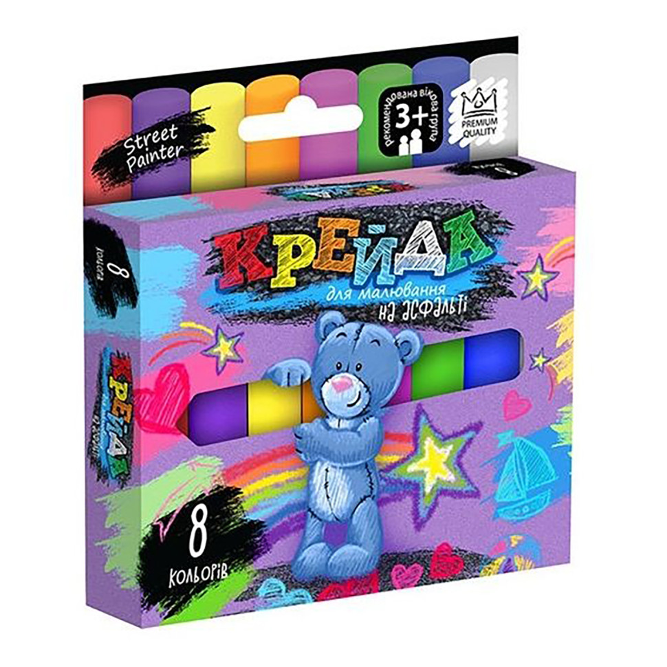 Мел для рисования на асфальте Danko Toys MEL-02-02U 8 шт тонкий