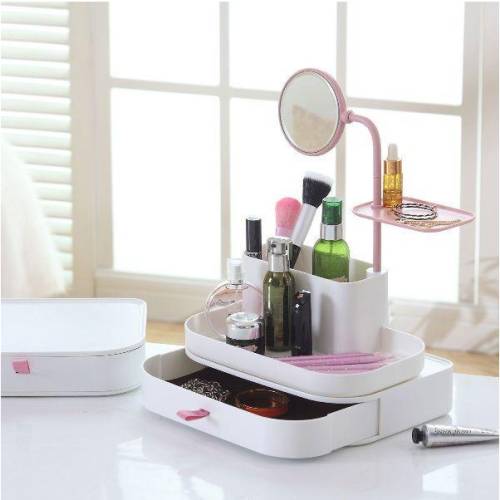 Органайзер для косметики із дзеркалом 7009 Білий Beauty Box