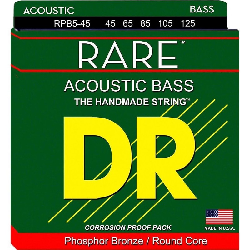 Струны для акустической бас-гитары DR RPB5-45 Rare Phosphor Bronze 5 String Acoustic Bass Medium 45/125