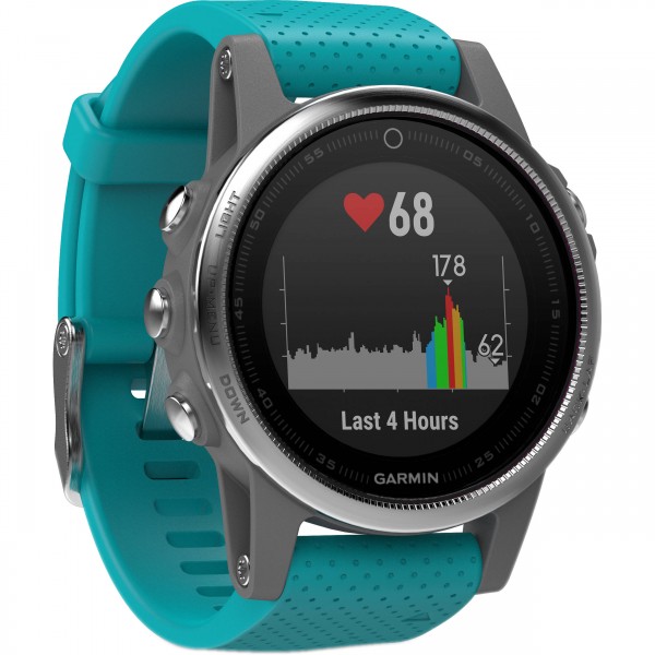 Мультиспортивные GPS-часы Garmin Fenix 5S Silver with Turquoise Band 010-01685-01 (F00147562)