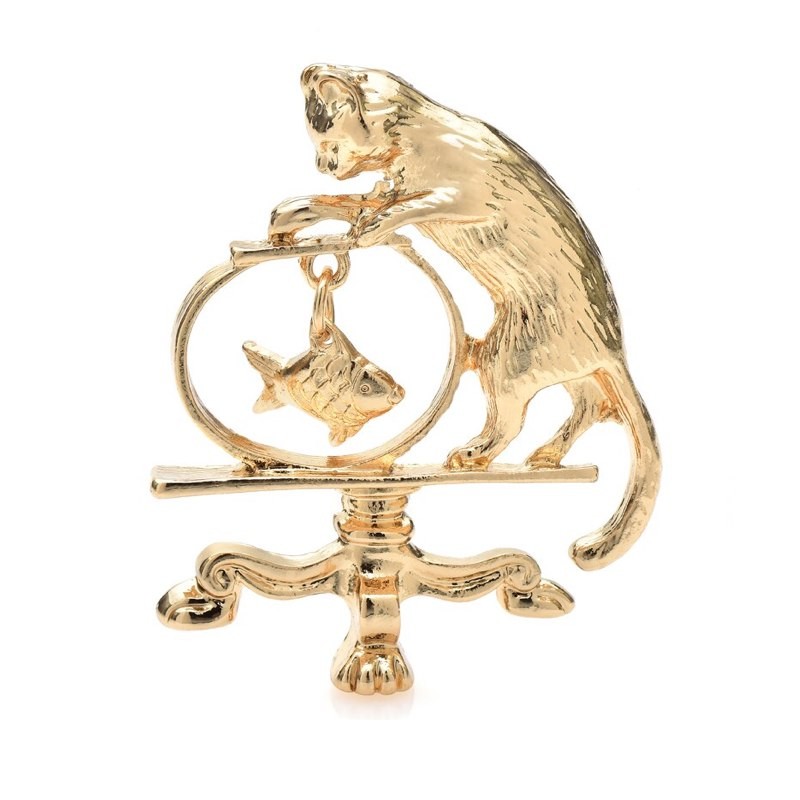 Брошь BROCHE Кот золотистая BRBF113496