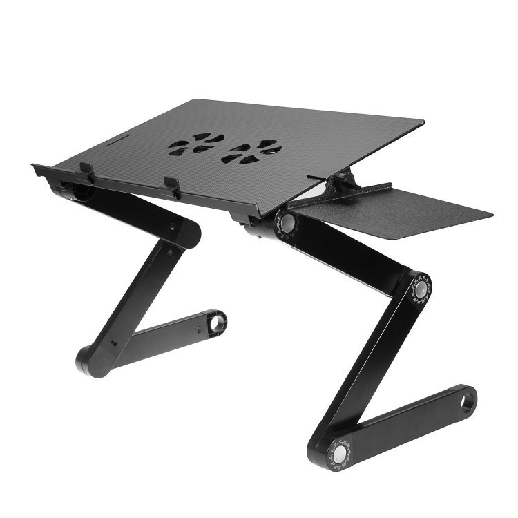 Стіл для ноутбука з вентилятором LAPTOP TABLE T8 столик з тримачем для мишки та регулюванням висоти, чорний