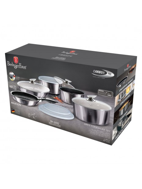 Набор посуды 12 предметов Berlinger Haus Metallic Line Carbon Pro Edition (BH-6910)