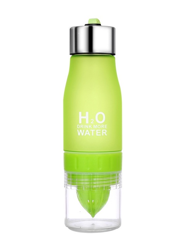 Бутылка для воды и напитков H2O с цитрусовой соковыжималкой 650 мл Зеленая (SUN0031)