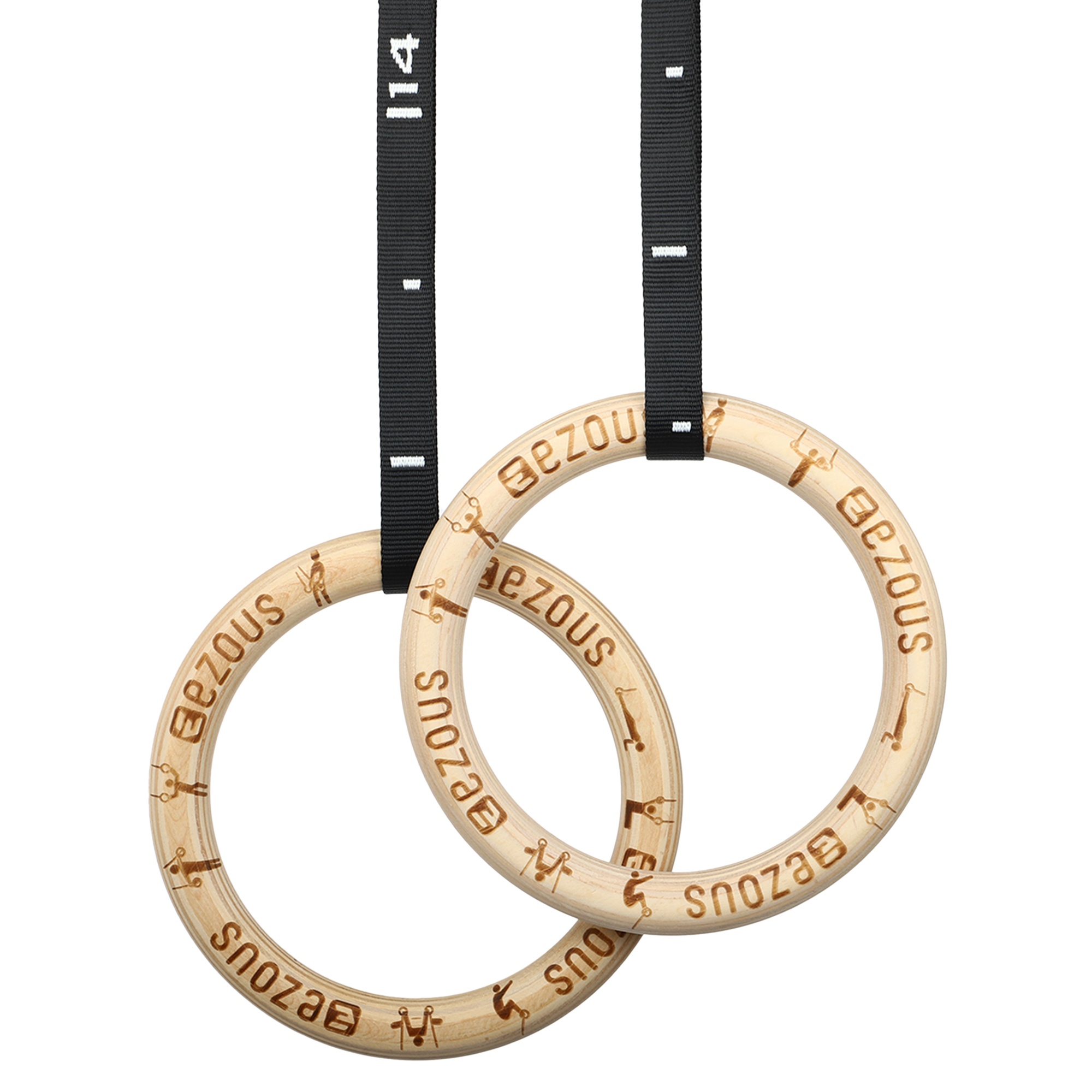 Кольца гимнастические для кроссфита EZOUS E-03 WOODEN GYM RINGS d-28 мм
