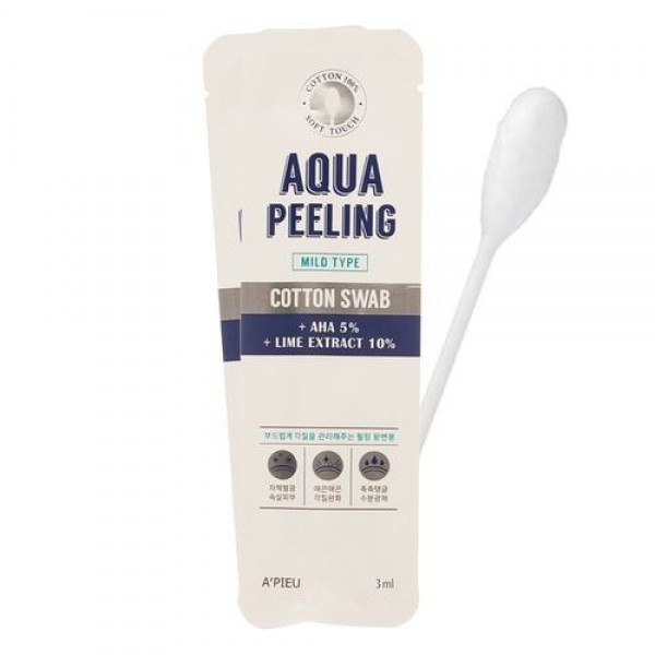 Кислотный пилинг с 5% AHA/BHA A'pieu Aqua Peeling Cotton Swab Mild 1 шт (8806185740173)
