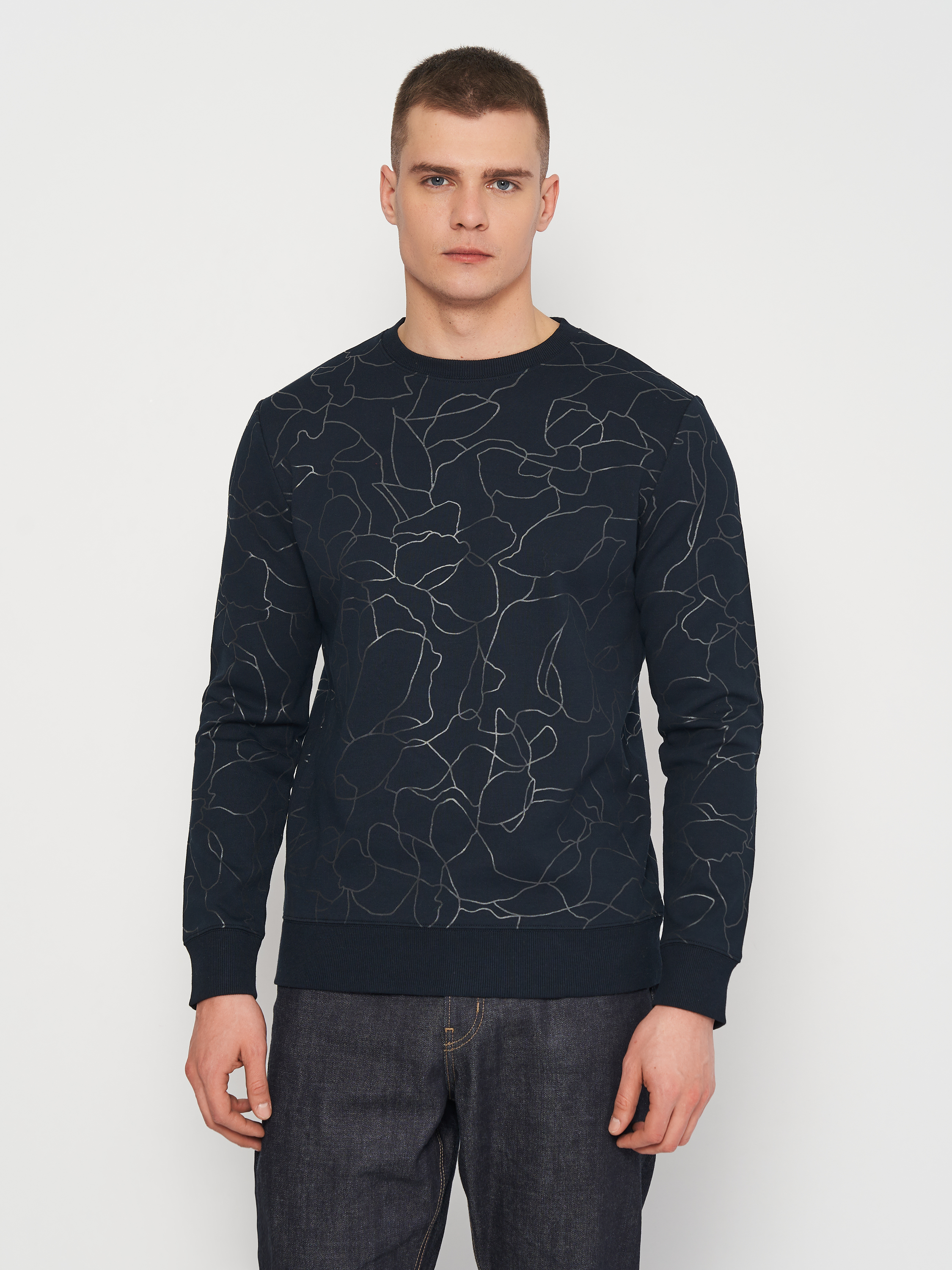Свитшот мужской H&M 11478523 M Темно-синий (2030000272785)