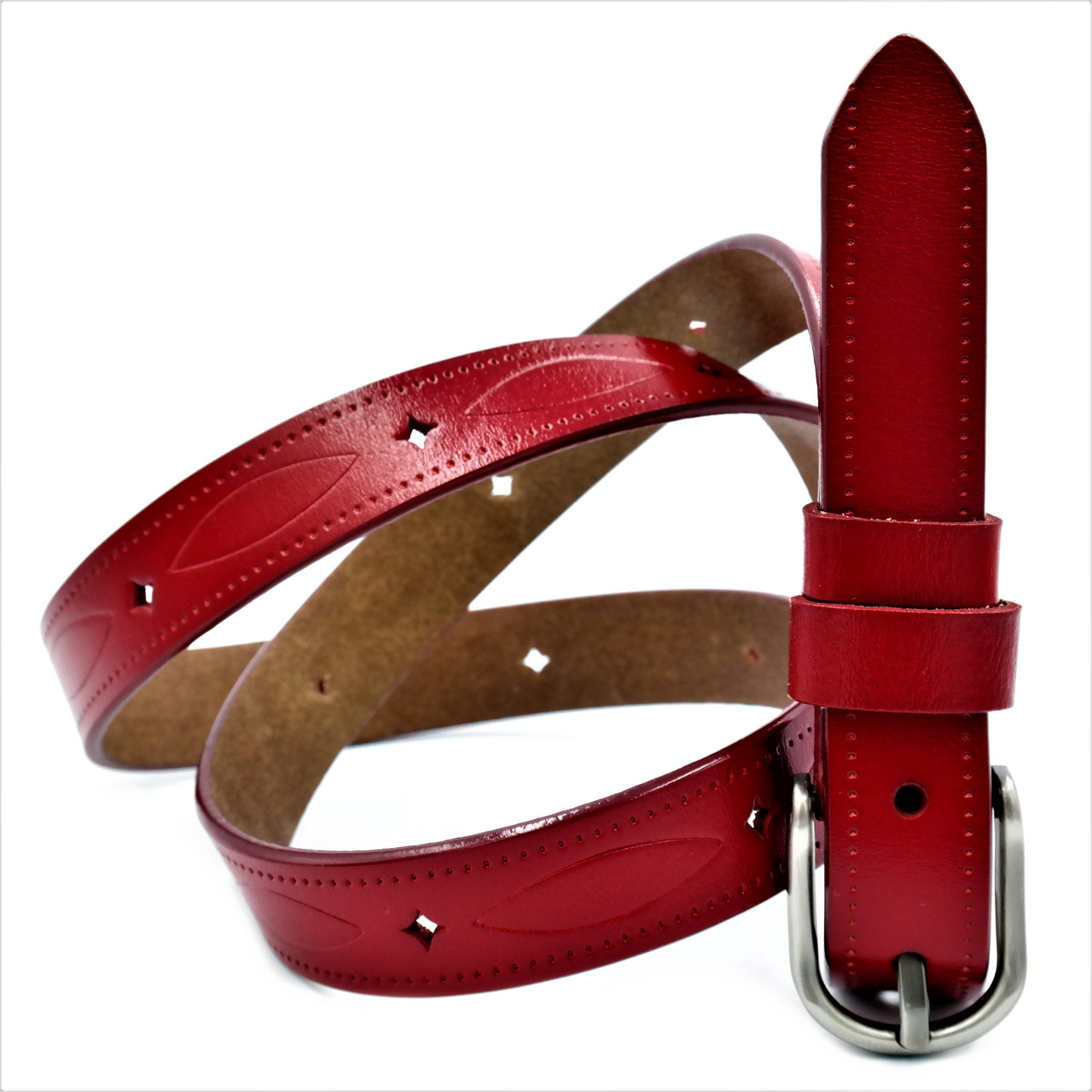 Ремень кожаный Weatro nw-zh25k-0067 Красный 2,5 см