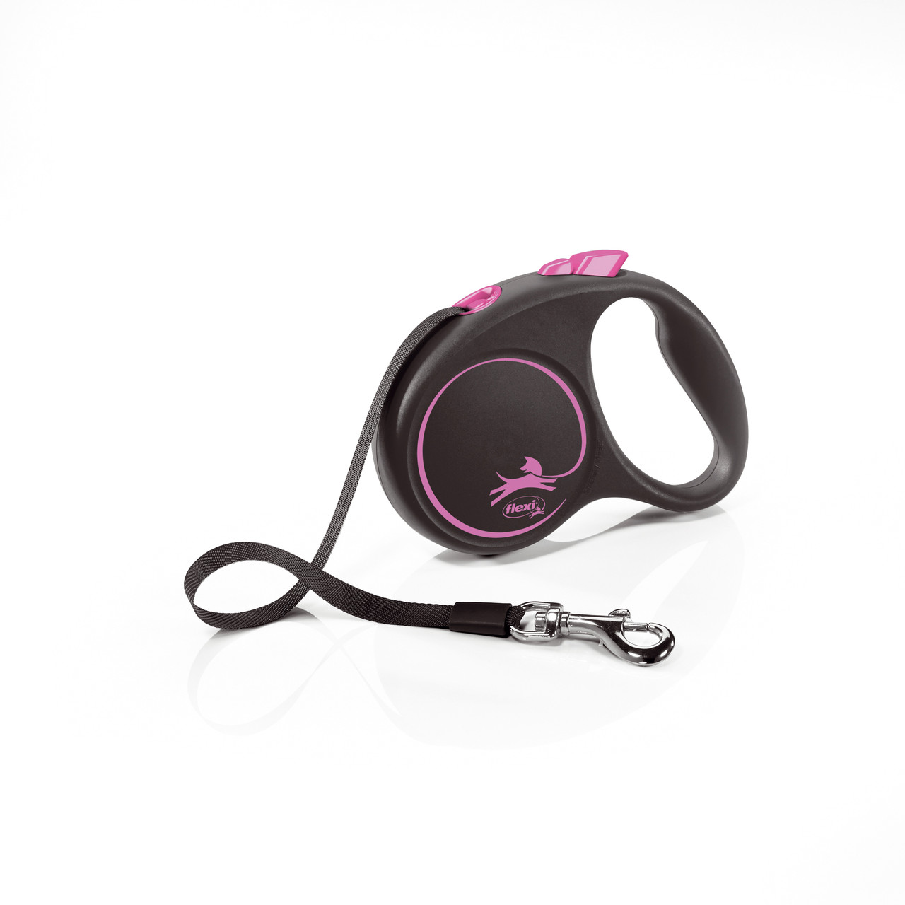 Поводок рулетка для собак мелких и средних пород Flexi Black Design S 5 м до 15 кг розовый