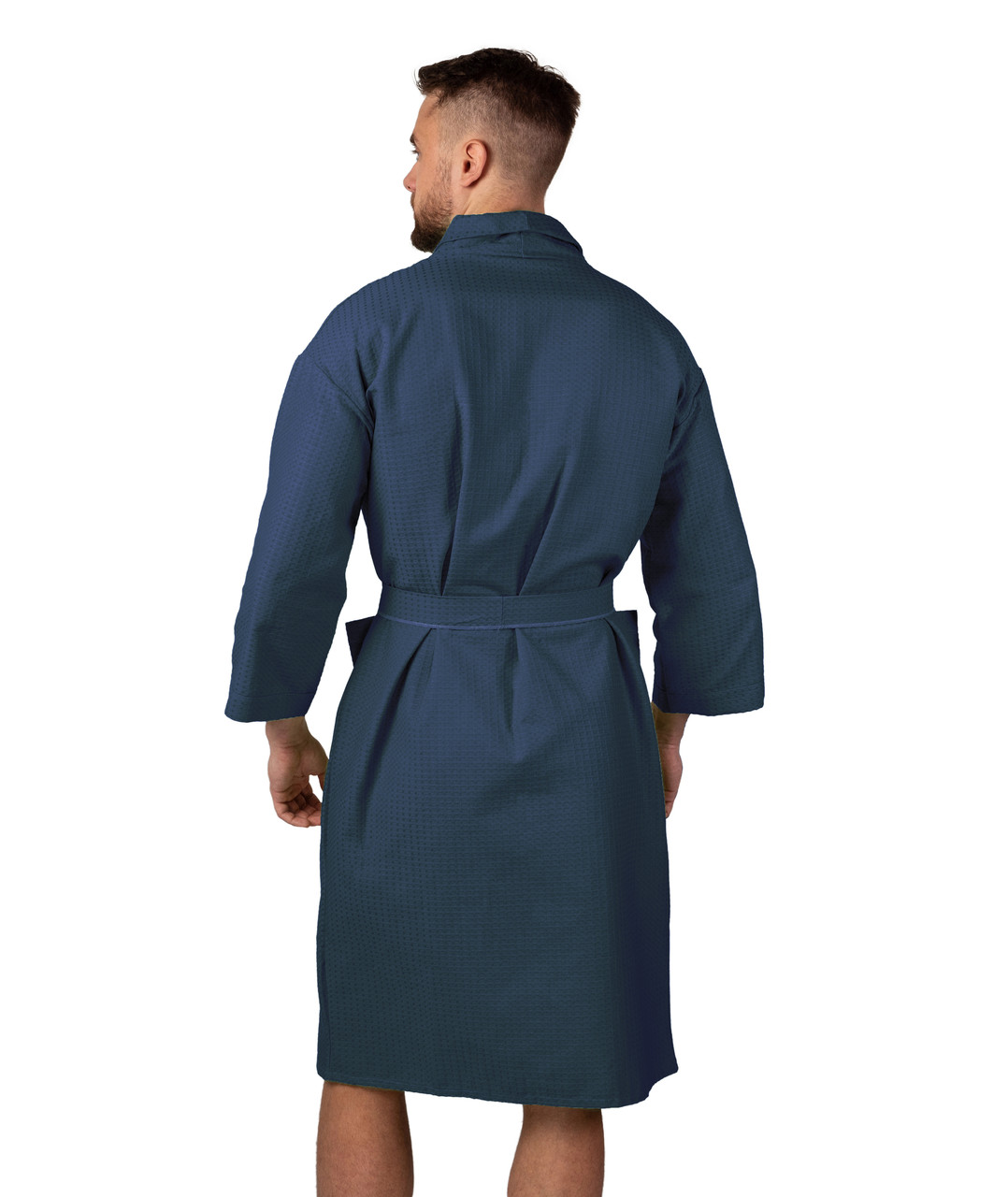 Вафельный халат Luxyart Кимоно М Синий (LS-8774)