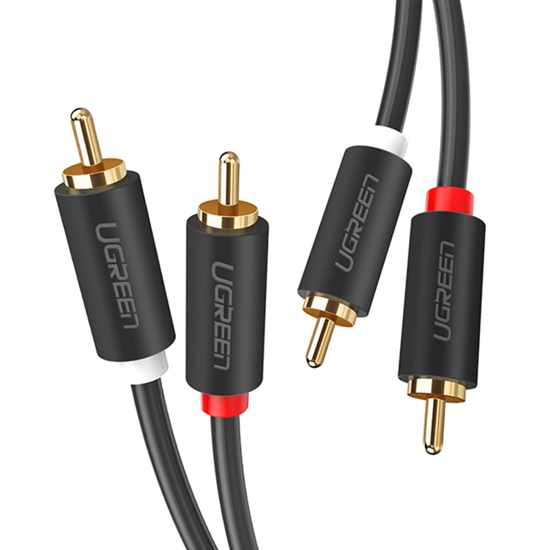 Межкомпонентный аудио кабель Ugreen AV104 2RCA to 2RCA Audio Cable 30747 (Черный, 1м)