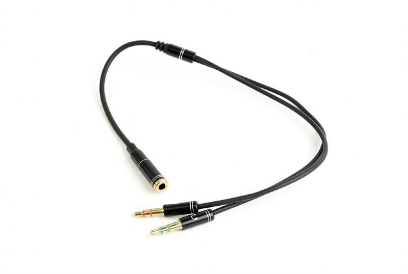 Аудио-кабель Cablexpert (CCA-418M) 3.5 mm 4-pin-2х3.5 mm stereo, 0.2м, черный