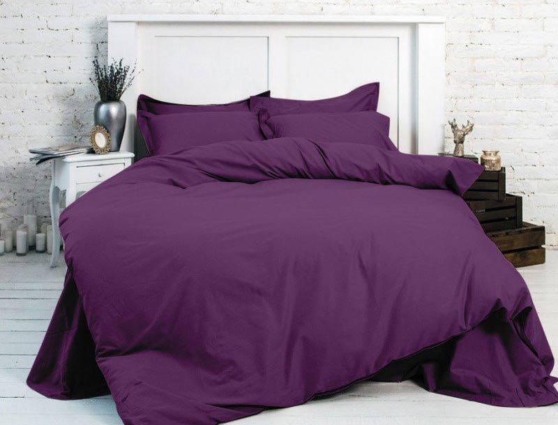 Комплект постельного белья сатин SADA Lux евро фиолетовый (77679655)