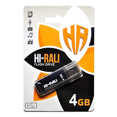 Флеш-накопичувач USB 4GB Hi-Rali Stark Series Black (HI-4GBSTBK)