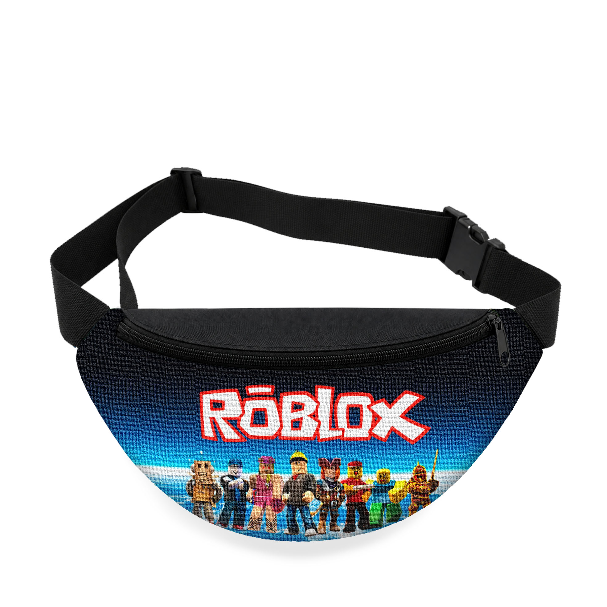 Дитяча сумка-бананка з принтом Roblox, чорна, 32×15×7.5 см — арт. 2342422508