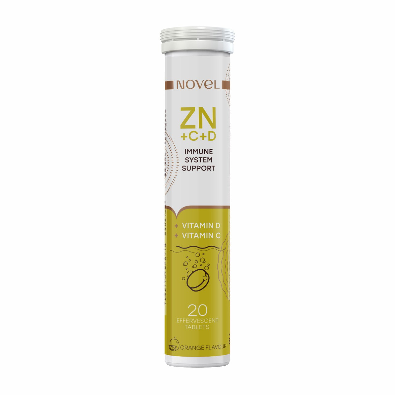 Вітаміни NOVEL Vitamin C+Zinc+D таблетки шипучі для підтримки імунітету №20