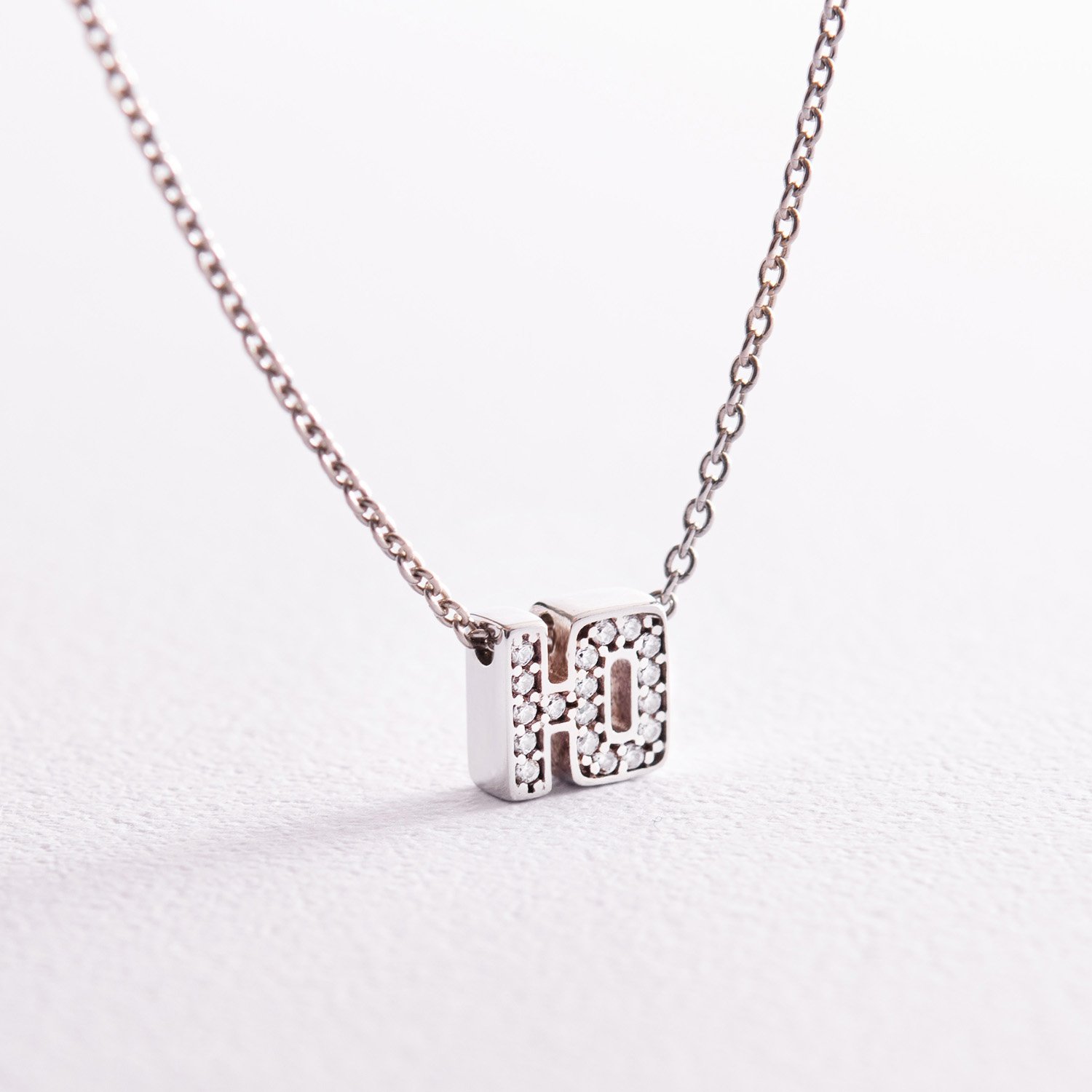 Серебряное колье с буквой Ю с фианитами 1103 Ю Оникс 45