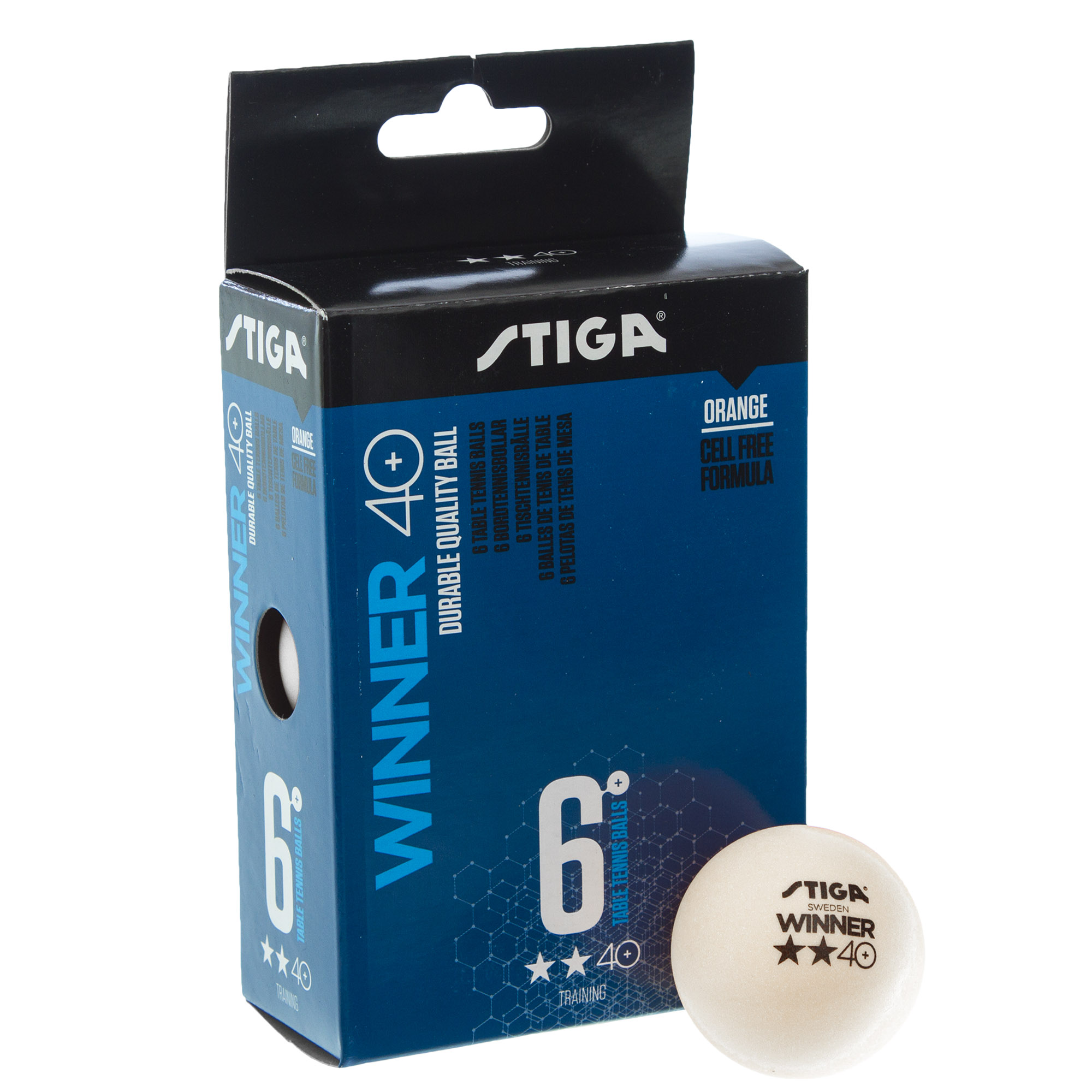 Набор мячей для настольного тенниса 6 штук STIGA SGA-1111-24 WINNER 2* (ABS, d-40мм) Белый (PT0582)