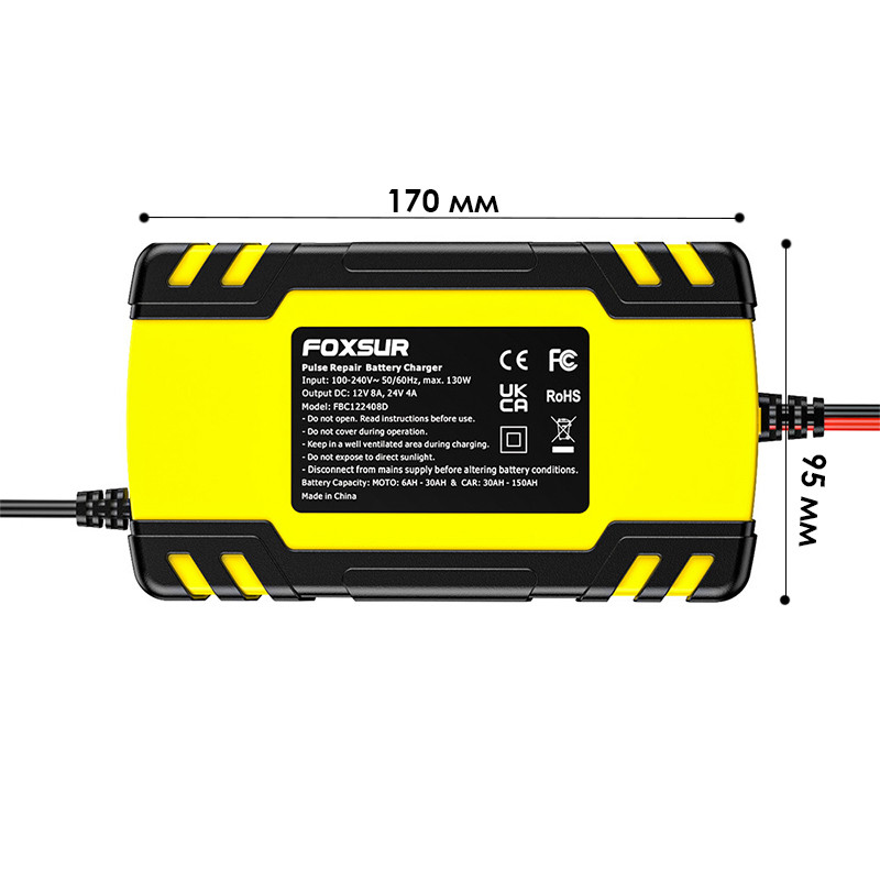 Импульсное зарядное устройство Foxsur FBC-122408D 12V 8А 24V 4А 13229-84266