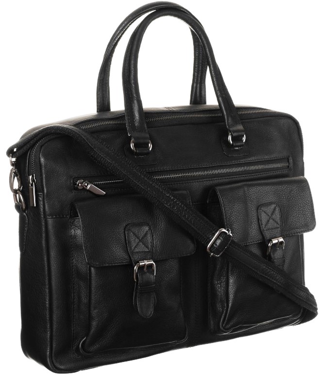 Мужская кожаная сумка-портфель для ноутбука до 14 дюймов Always Wild Черный (LAP15602NDM)